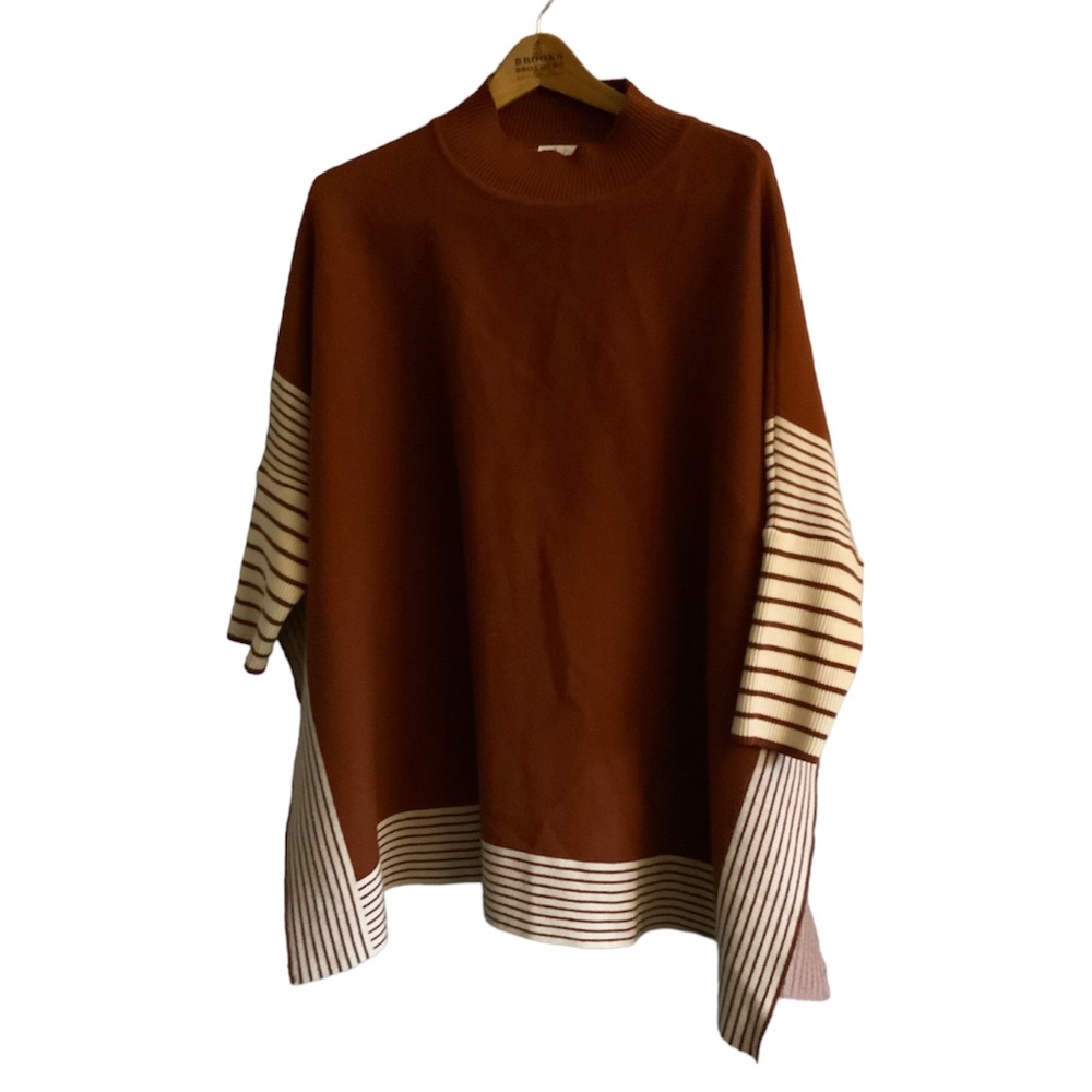 Sweet Generis Oversized Striped Pullover Knit Sweater Size Large Terracotta